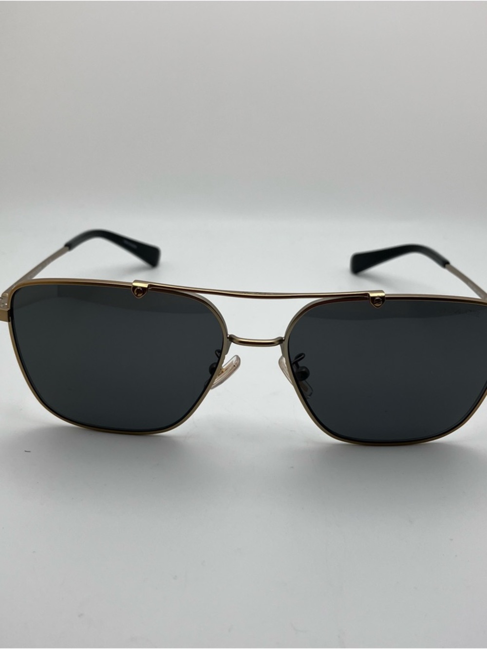 Coach Gold Metal Aviator Sunglasses with Dark Gray Lenses